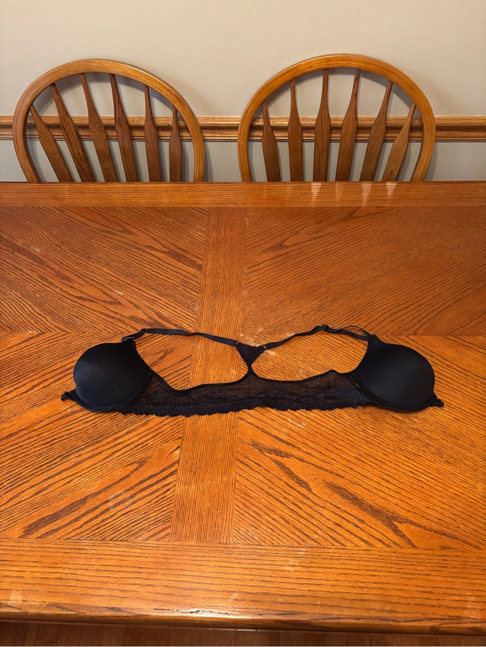 Maidenform Black Lace-Back T-Shirt Bra